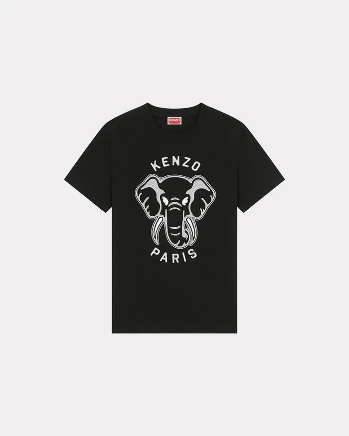 Kenzo TShirts And Polos Women Elephant039 Loose Embroidered Tshirt Black
