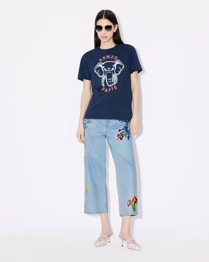 Kenzo TShirts And Polos Women Elephant039 Loosefit Tshirt Midnight Blue