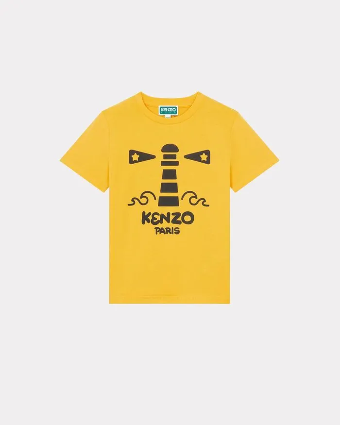 Kenzo TShirts And Sweatshirts Kids 039Sailor039 Patterned Cotton Tshirt Golden Yellow