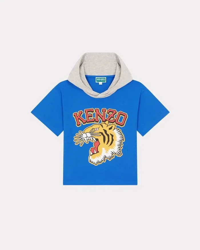 Kenzo TShirts And Sweatshirts Kids Hooded Cotton Tshirt Cobalt