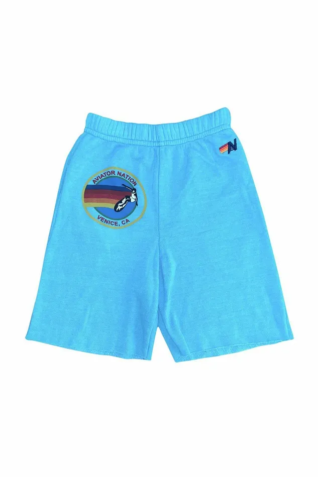 Kids AVIATOR NATION LA JOLLA KIDS SWEATSHORTS 8211 NEON BLUE Aviator Nation