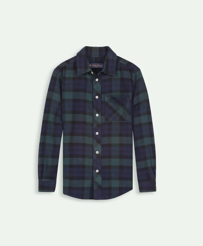 Kids Boys Flannel Black Watch Sport Shirt Blue Multi Brooks Brothers Shirts