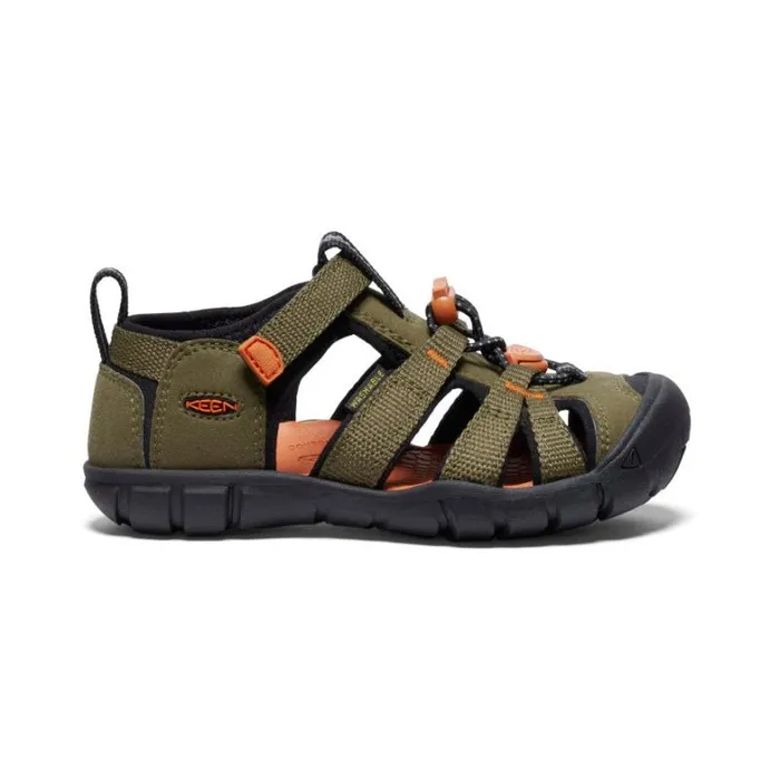 Kids KEEN Sandals Little Kids039 Seacamp II CNX Dark OliveGold Flame Sandal