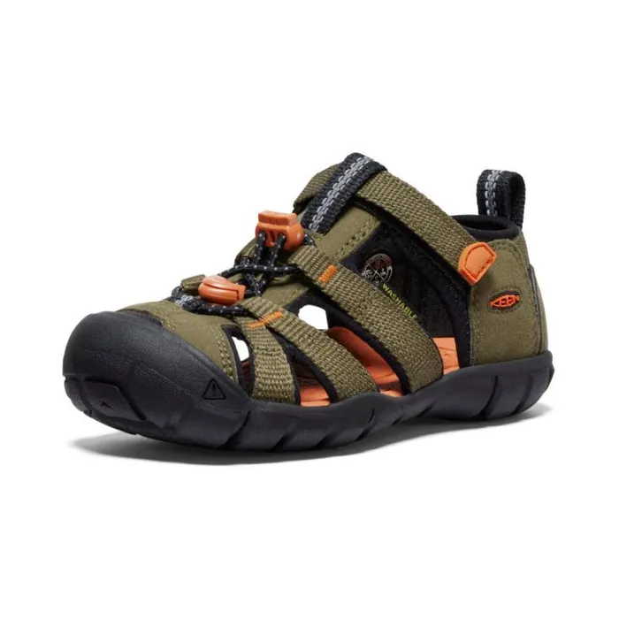 Kids KEEN Sandals Little Kids039 Seacamp II CNX Dark OliveGold Flame Sandal Kids KEEN Sandals Little Kids039 Seacamp II CNX Dark OliveGold Flame Sandal