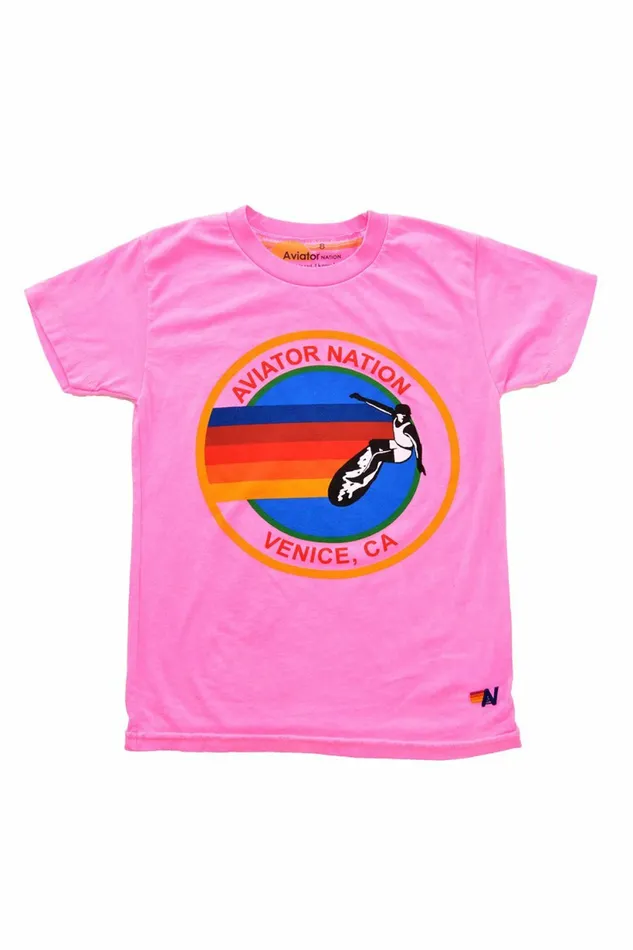 Kids KID039S AVIATOR NATION LAS VEGAS TEE 8211 NEON PINK Aviator Nation