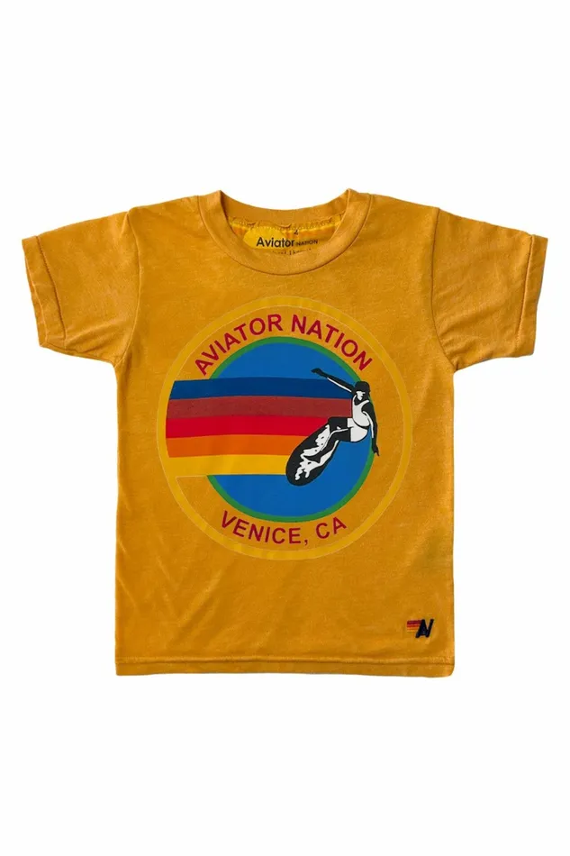 Kids KID039S AVIATOR NATION TEE 8211 GOLD Aviator Nation