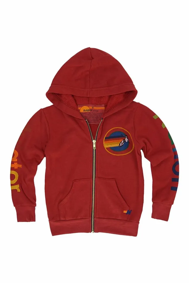 Kids KID039S AVIATOR NATION ZIP HOODIE 8211 RED Aviator Nation