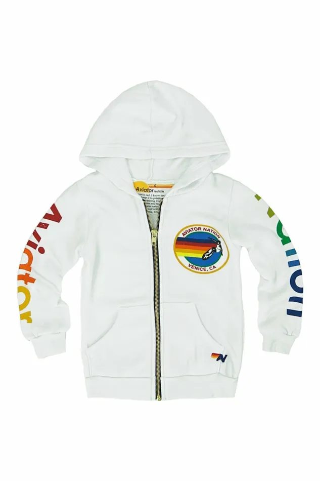 Kids KID039S AVIATOR NATION ZIP HOODIE 8211 WHITE Aviator Nation
