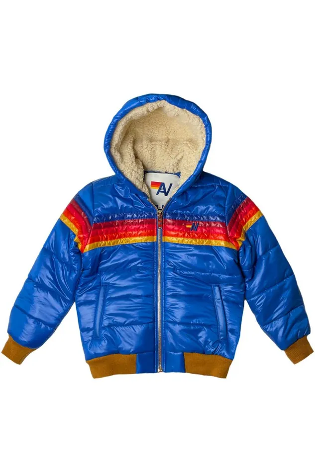 Kids KIDS 5 STRIPE TREKKER JACKET 8211 GLOSSY SNORKEL BLUE Aviator Nation