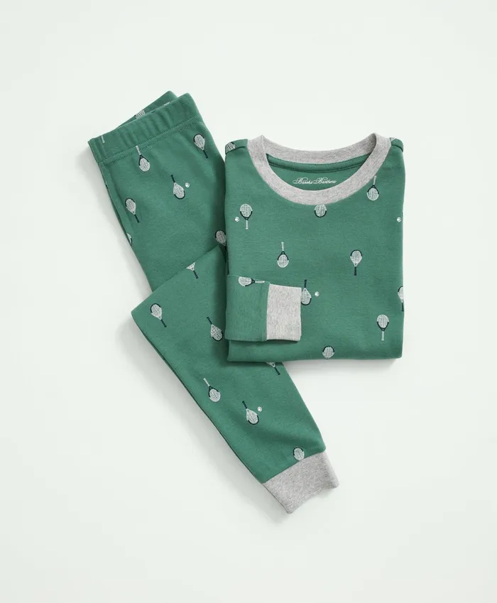 Kids Kids Cotton Printed Pajama Set Green Brooks Brothers Pajamas