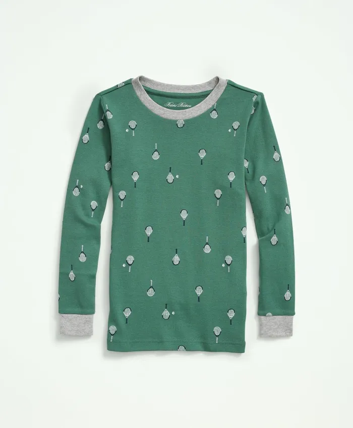 Kids Kids Cotton Printed Pajama Set Green Brooks Brothers Pajamas