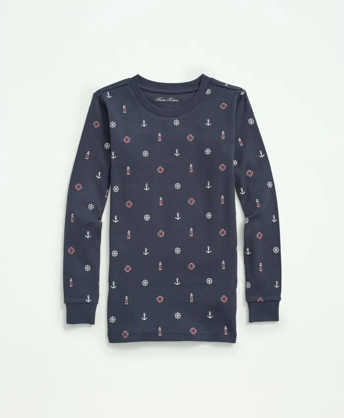 Kids Kids Cotton Printed Pajama Set Navy Brooks Brothers Pajamas