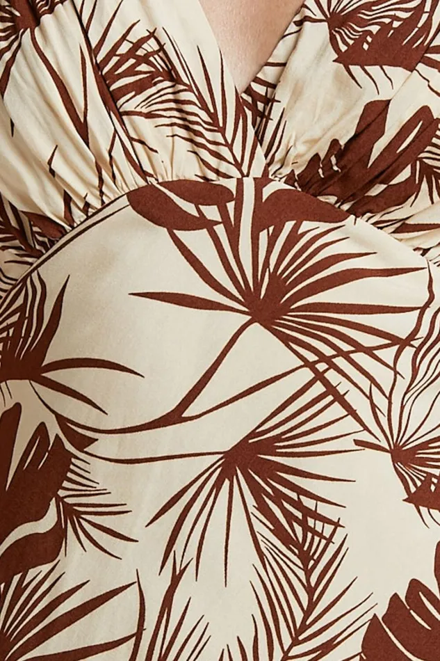 Kim Mini Dress 8211 V Neck Empire Waist A Line Dress In Beige Palm Tree Women Showpo Dresses