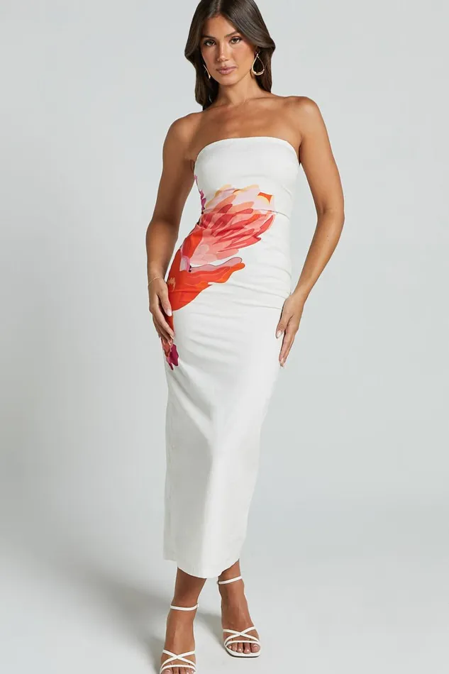 Kimber Midi Dress 8211 With Detachable Shoulder Straps Dress In Pink And Red Print Women Showpo Dresses Kimber Midi Dress 8211 With Detachable Shoulder Straps Dress In Pink And Red Print Women Showpo Dresses