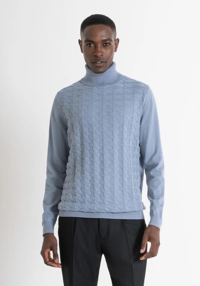 Knitwear Men Antony Morato Regular Fit Sweater In Wool Blend With Geometric Workmanship Powder