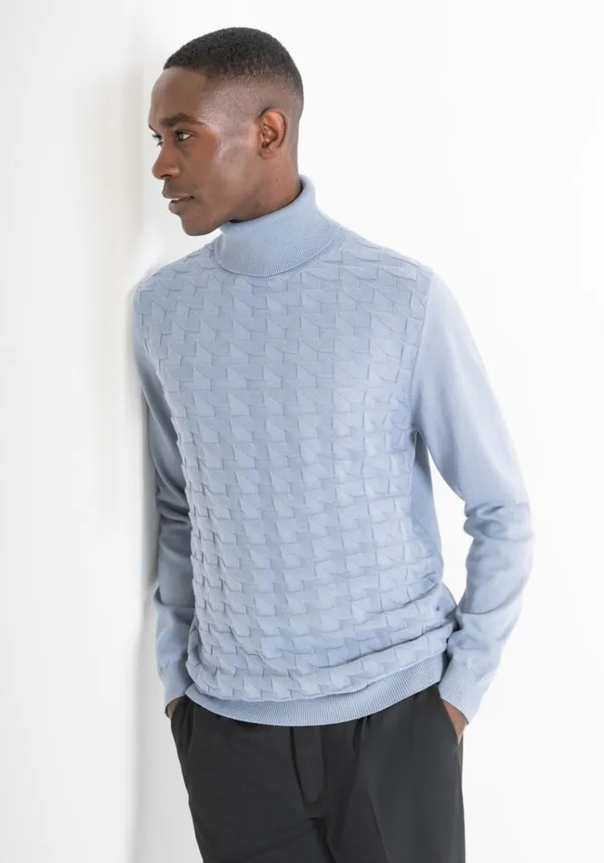 Knitwear Men Antony Morato Regular Fit Sweater In Wool Blend With Geometric Workmanship Powder