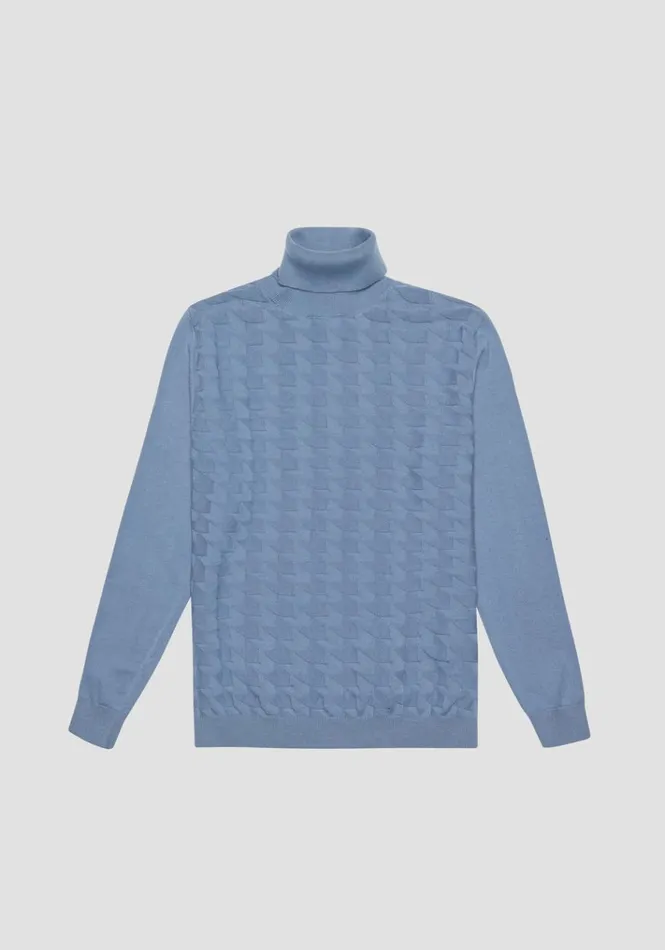Knitwear Men Antony Morato Regular Fit Sweater In Wool Blend With Geometric Workmanship Powder