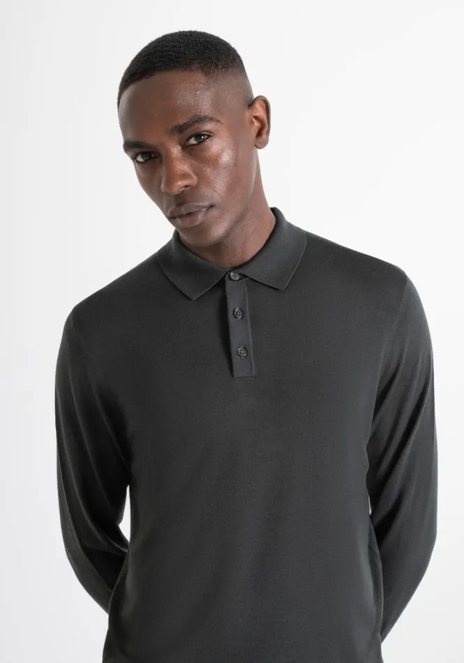 Knitwear Men Antony Morato Regular Fit Sweater With Collar In Wool Blend Forest Green