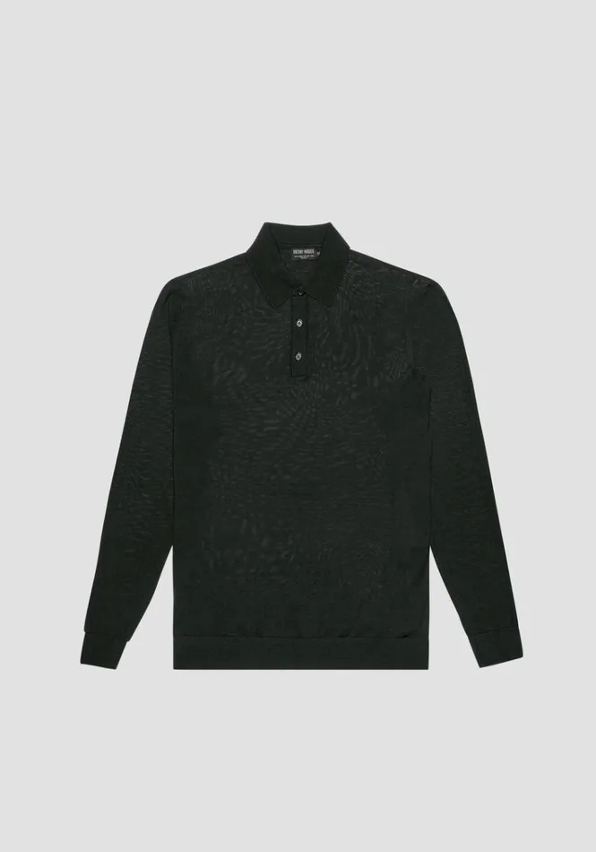 Knitwear Men Antony Morato Regular Fit Sweater With Collar In Wool Blend Forest Green