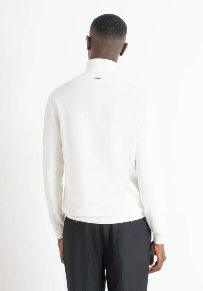 Knitwear Men Antony Morato Regular Fit Turtleneck Sweater In Warm Worked Cotton Cream
