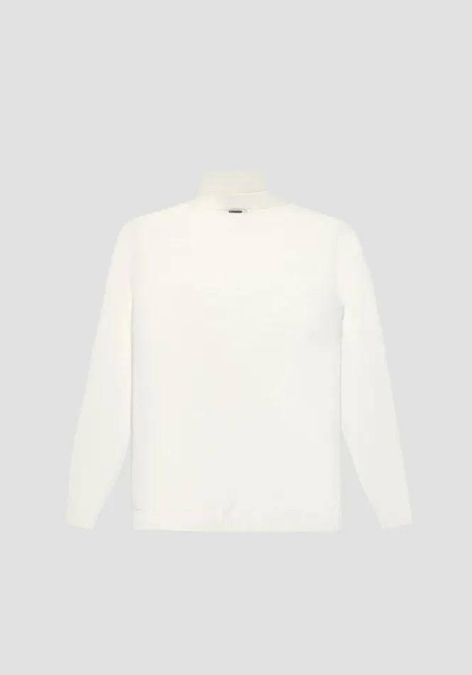 Knitwear Men Antony Morato Regular Fit Turtleneck Sweater In Warm Worked Cotton Cream