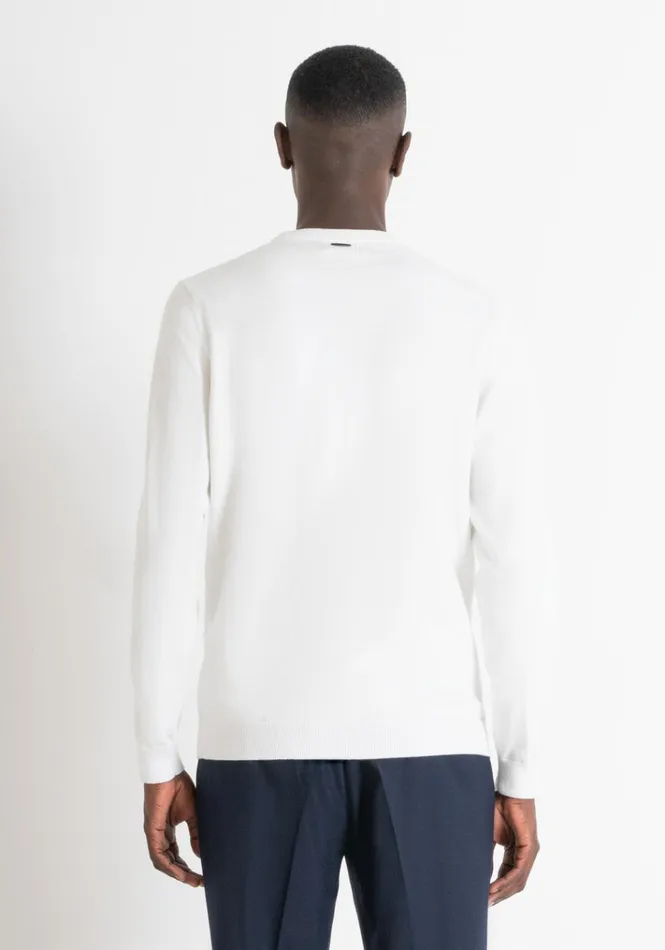 Knitwear Men Antony Morato Regular Fit Wool Blend Jumper With Geometric Pattern Cream
