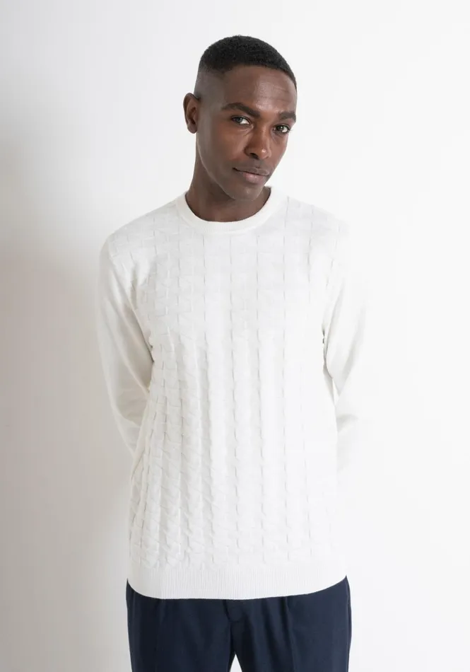 Knitwear Men Antony Morato Regular Fit Wool Blend Jumper With Geometric Pattern Cream