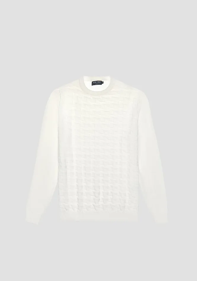 Knitwear Men Antony Morato Regular Fit Wool Blend Jumper With Geometric Pattern Cream