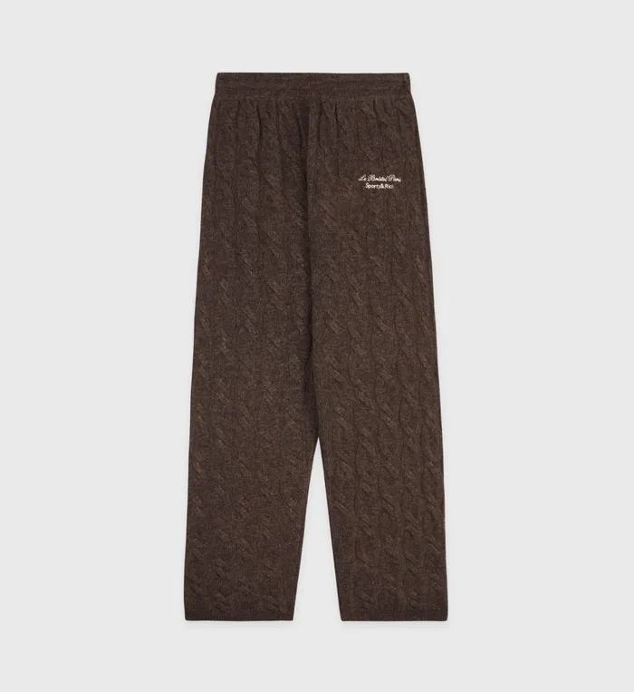Knitwear Women Sporty and Rich Faubourg Cableknit Wool Cashmere Pants 8211 ChocolateCream