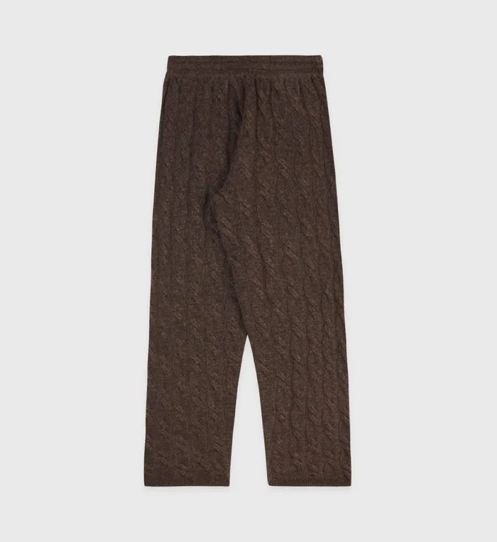 Knitwear Women Sporty and Rich Faubourg Cableknit Wool Cashmere Pants 8211 ChocolateCream