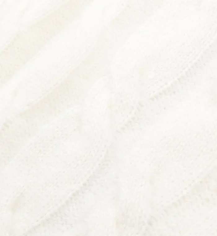 Knitwear Women Sporty and Rich Faubourg Cableknit Wool Cashmere Zip Hoodie 8211 CreamChocolate