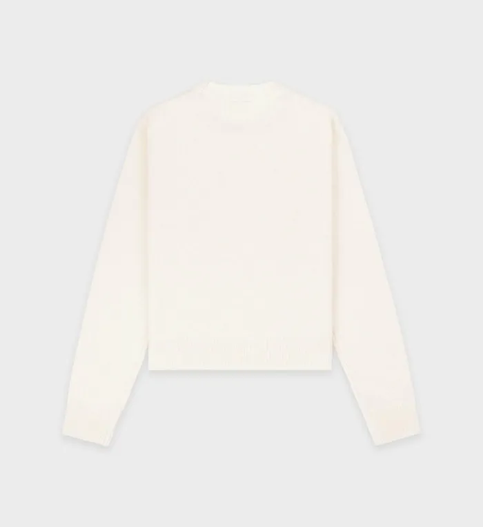 Knitwear Women Sporty and Rich Vendome Script Cashmere Crewneck 8211 CreamNavy
