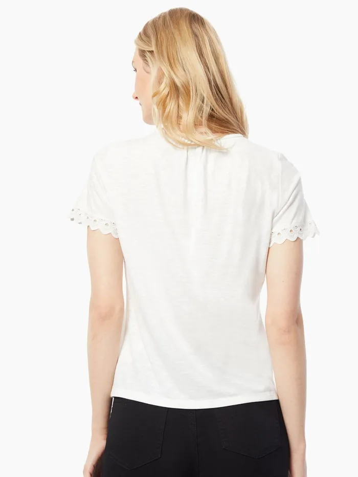 Lace Trim Short Sleeve Slub Knit Top Women Jones New York Tops and Blouses Lace Trim Short Sleeve Slub Knit Top Women Jones New York Tops and Blouses