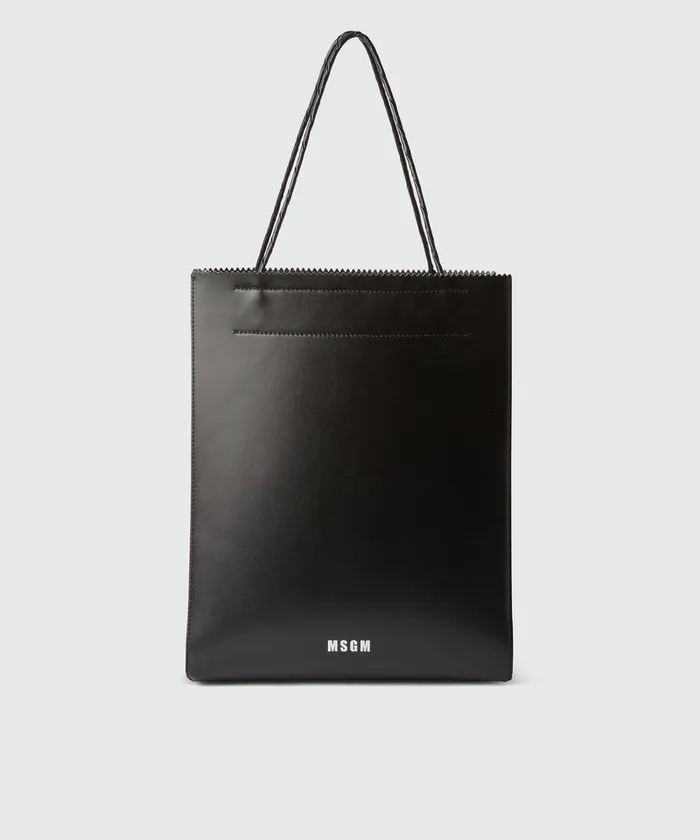 Large Matte Leather Shopping Bag Women MSGM Tote Bags