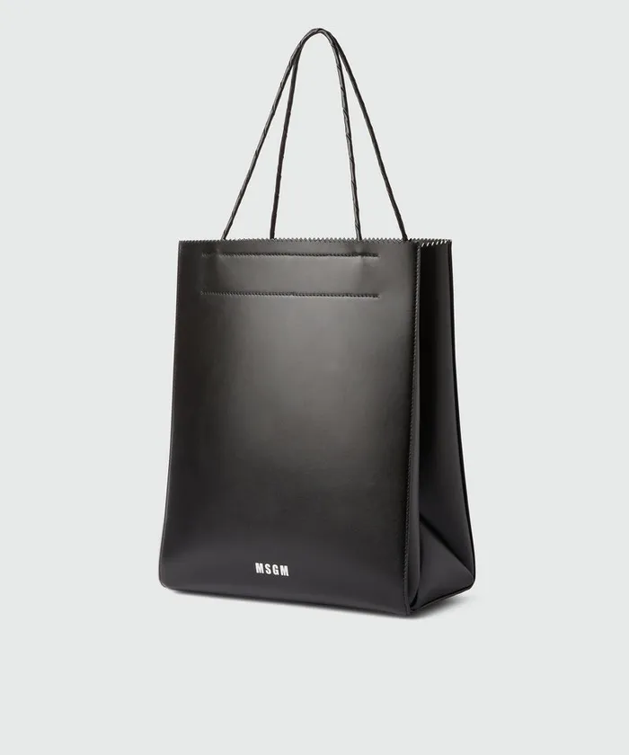 Large Matte Leather Shopping Bag Women MSGM Tote Bags
