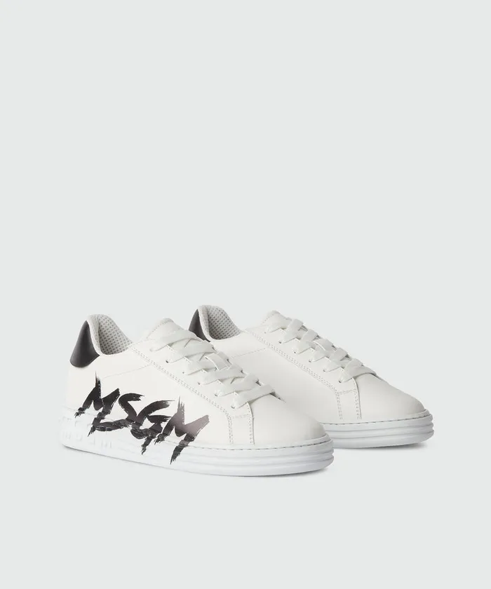 Leather Brushstroke Logo Sneakers Women MSGM Sneakers