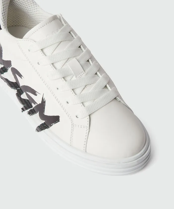 Leather Brushstroke Logo Sneakers Women MSGM Sneakers