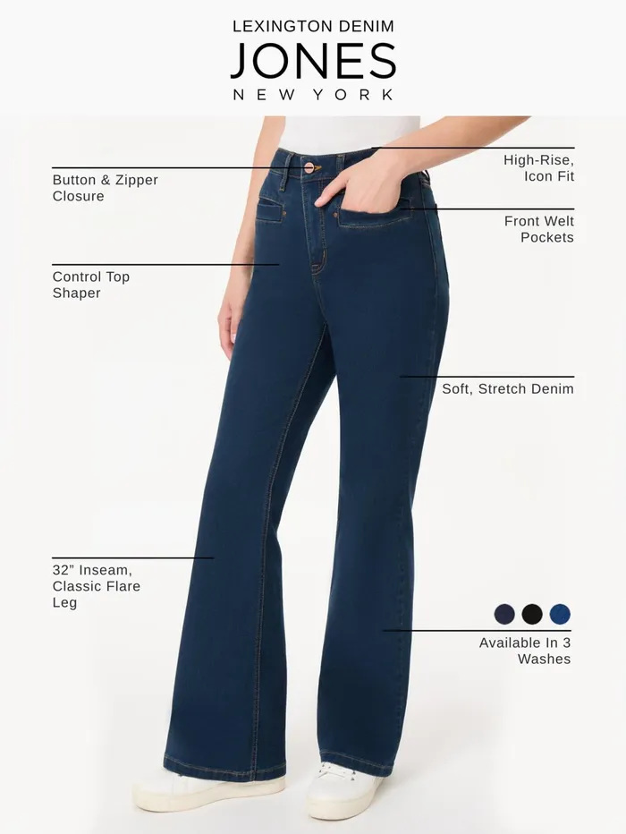 Lexington High Rise Flare Jeans Onyx Wash Women Jones New York Denim Lexington High Rise Flare Jeans Onyx Wash Women Jones New York Denim