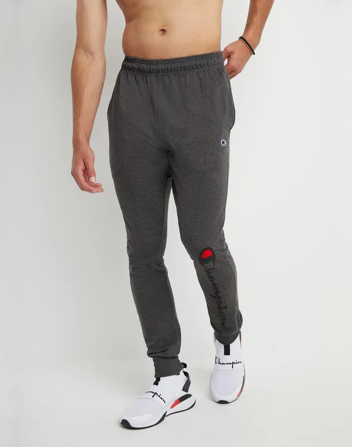 Lightweight Lounge Joggers Script Logo 31034 Granite Heather Men Champion Pants and Joggers Lightweight Lounge Joggers Script Logo 31034 Granite Heather Men Champion Pants and Joggers