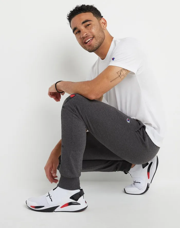 Lightweight Lounge Joggers Script Logo 31034 Granite Heather Men Champion Pants and Joggers