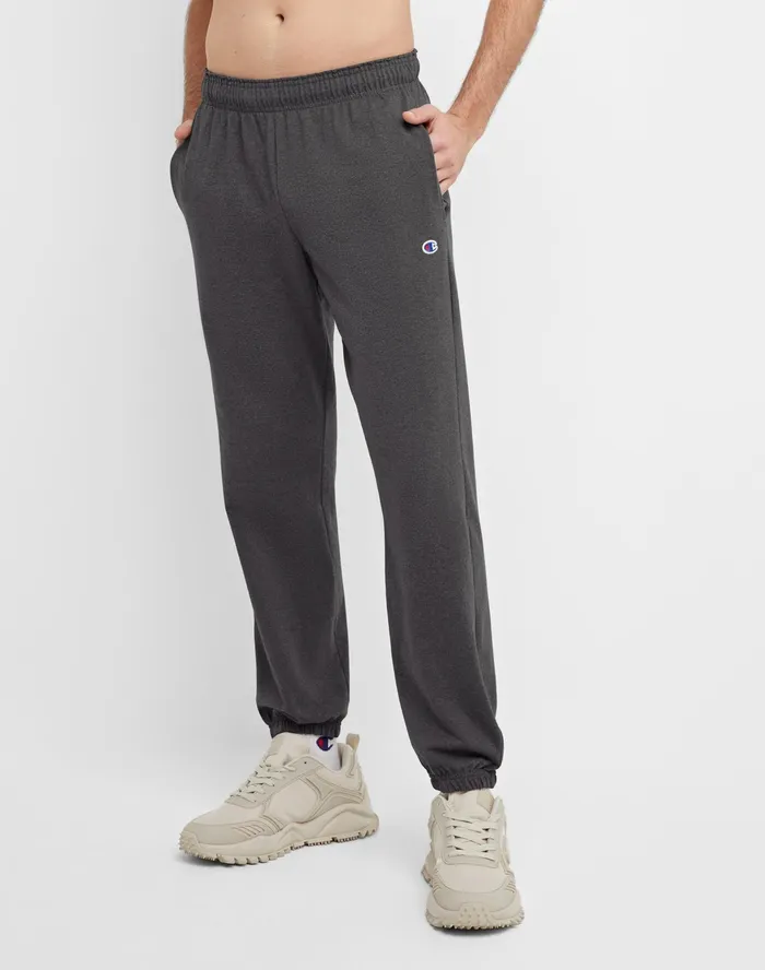 Lightweight Lounge Pants Cinched Hem C Logo 315034 Granite Heather Men Champion Pants and Joggers