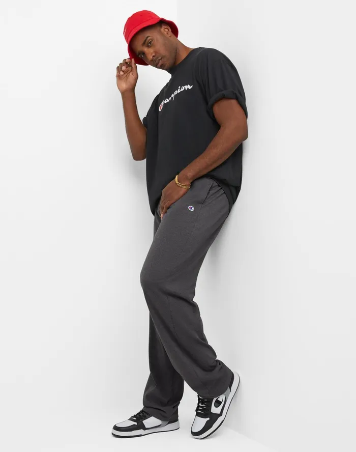 Lightweight Lounge Pants Open Hem C Logo Big and Tall Granite Heather Men Champion Pants and Joggers