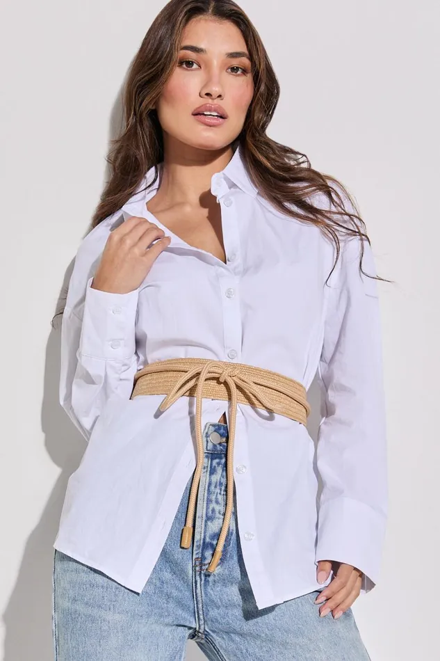Lilibeth Belt 8211 Wide Rattan Tie Up Detail Waist Belt In Natural Women Showpo Belts