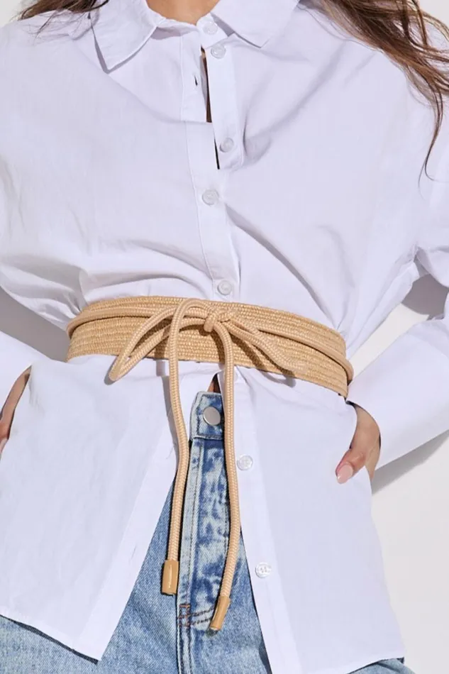 Lilibeth Belt 8211 Wide Rattan Tie Up Detail Waist Belt In Natural Women Showpo Belts