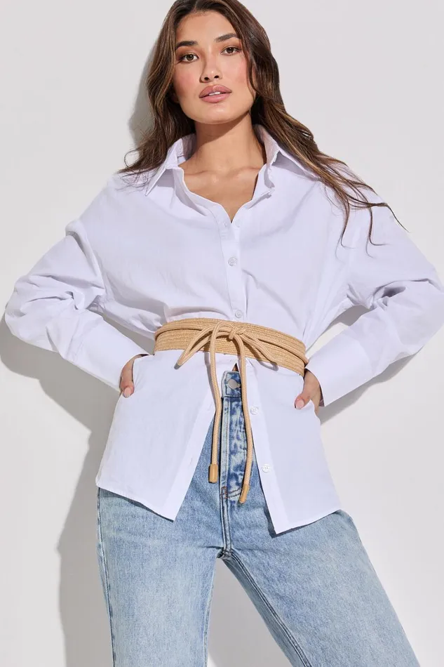 Lilibeth Belt 8211 Wide Rattan Tie Up Detail Waist Belt In Natural Women Showpo Belts
