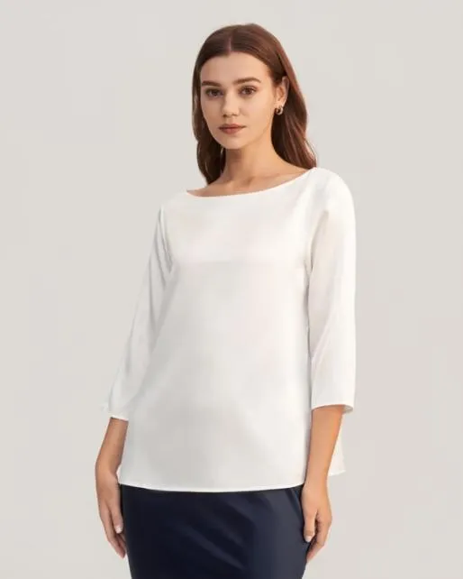Lilysilk 34 Sleeve Boat Neck Silk Blouse Women Essentials