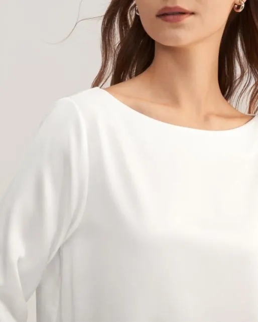 Lilysilk 34 Sleeve Boat Neck Silk Blouse Women Essentials