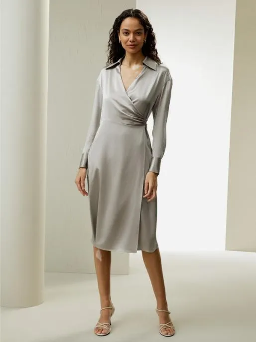 Lilysilk Collared Silk Wrap Dress Women Jumpsuits Dresses