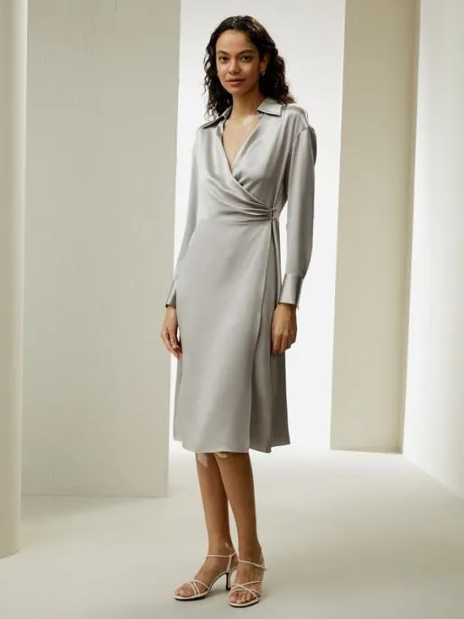 Lilysilk Collared Silk Wrap Dress Women Jumpsuits Dresses