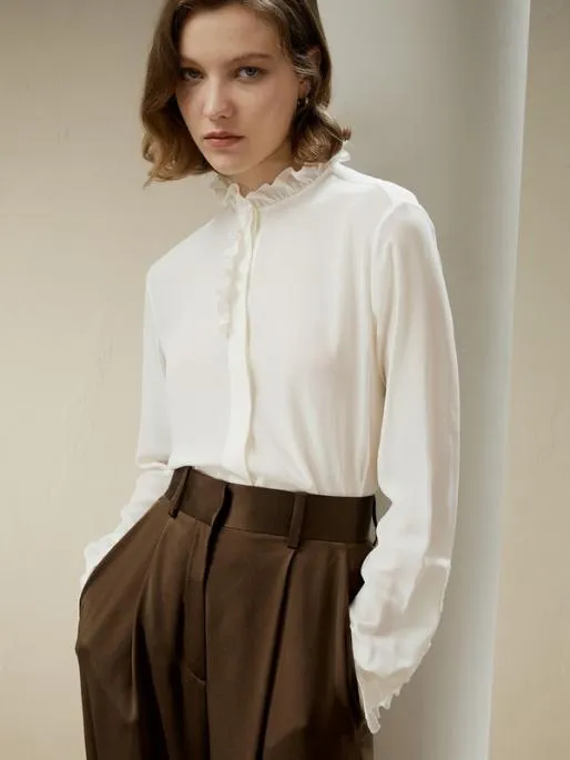 Lilysilk Crpe De Chine Blouse With Ruffle Edge Women Blouses Shirts